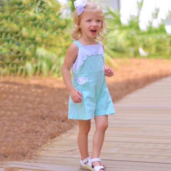 Christian Elizabeth Scalloped Retro Playsuit Hand Embroidered Mint Green sz 5 - Picture 1 of 8